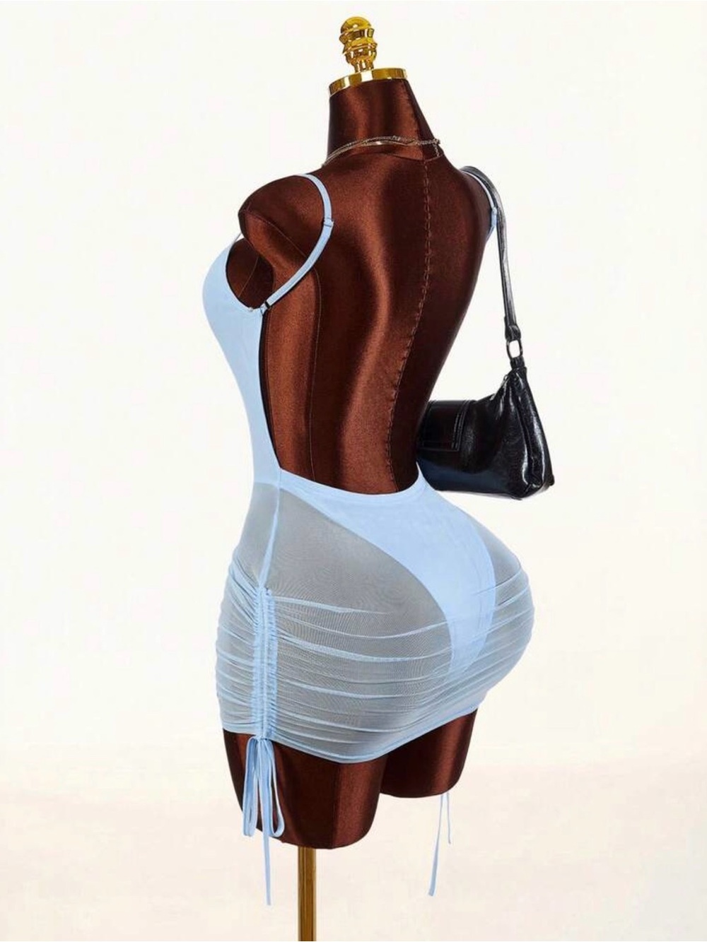 Baby blue bodysuit with attached Semi-Sheer
Basic Tight Bodycon Mini cinched - Picture 2 of 3